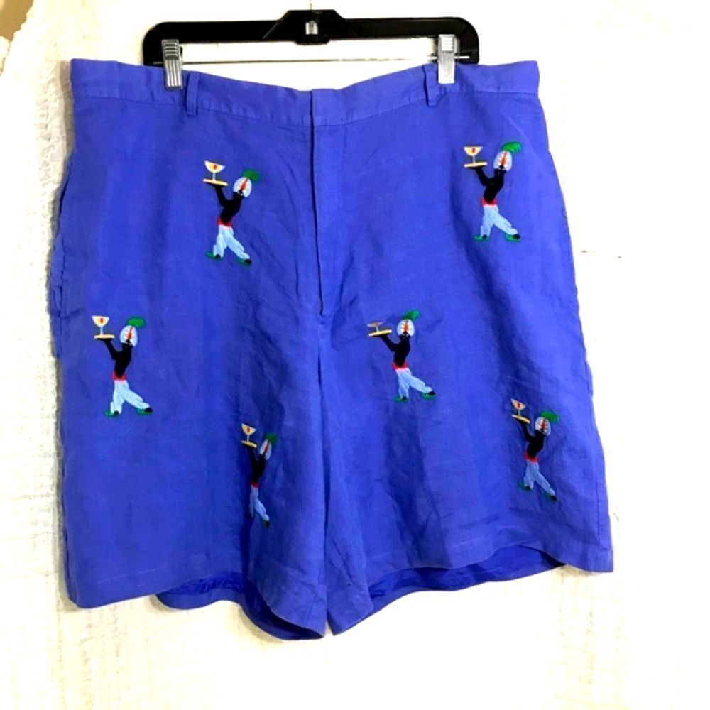 CJ Laing 100% Linen Blue Shorts Size 40